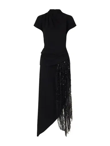 Staud Effie Bead-embellished Crepe Midi Dress | Thumbnail 1 Staud Effie Bead-embellished Crepe Midi Dress | Thumbnail 1