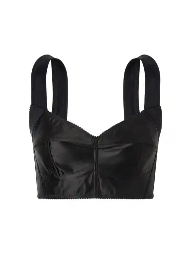 Dolce & Gabbana Cropped Paneled Satin Bustier Top | Thumbnail 1 Dolce & Gabbana Cropped Paneled Satin Bustier Top | Thumbnail 1
