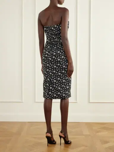 Dolce & Gabbana Strapless Draped Floral-print Silk-blend Charmeuse Midi Dress | Thumbnail 3 Dolce & Gabbana Strapless Draped Floral-print Silk-blend Charmeuse Midi Dress | Thumbnail 3