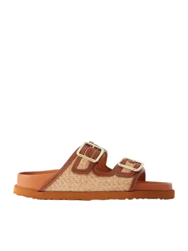 Arizona Leather-trimmed Raffia Sandals Arizona Leather-trimmed Raffia Sandals