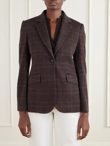 Max Mara Abate Prince Of Wales Wool And Cotton-blend Blazer | Thumbnail 3 Max Mara Abate Prince Of Wales Wool And Cotton-blend Blazer | Thumbnail 3