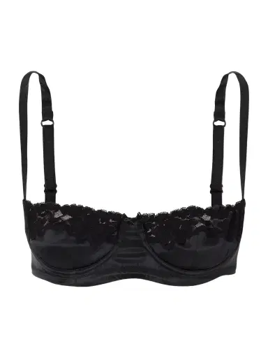 Dolce & Gabbana Lace-trimmed Silk-blend Balconette Bra | Thumbnail 1 Dolce & Gabbana Lace-trimmed Silk-blend Balconette Bra | Thumbnail 1