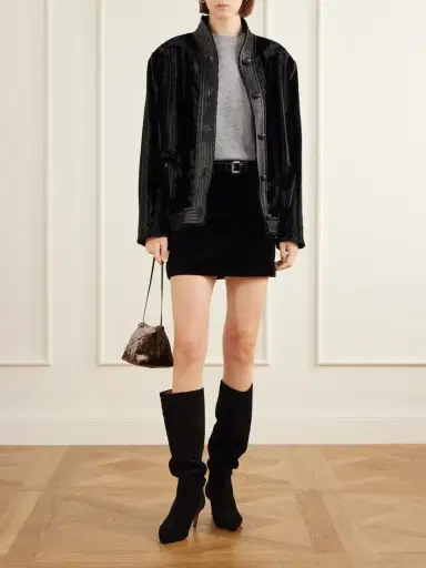 Blazé Milano Coiba Leather-trimmed Velvet Jacket | Thumbnail 2 Blazé Milano Coiba Leather-trimmed Velvet Jacket | Thumbnail 2