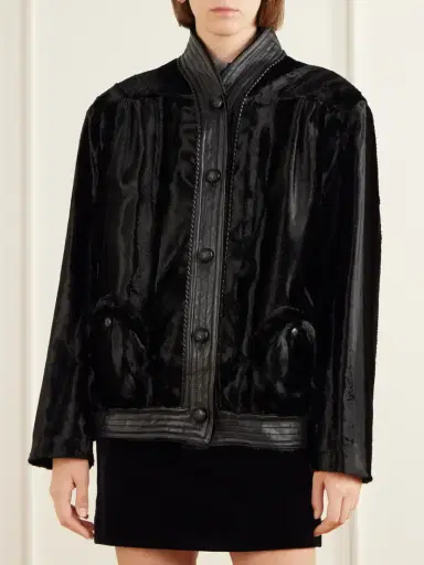 Blazé Milano Coiba Leather-trimmed Velvet Jacket | Thumbnail 3 Blazé Milano Coiba Leather-trimmed Velvet Jacket | Thumbnail 3