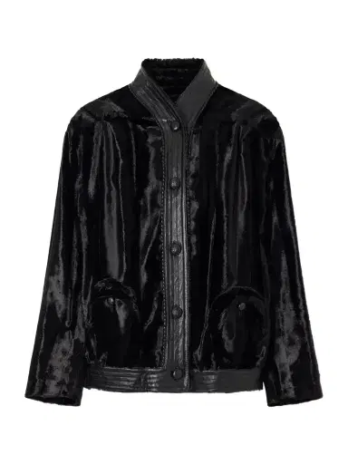 Blazé Milano Coiba Leather-trimmed Velvet Jacket | Thumbnail 1 Blazé Milano Coiba Leather-trimmed Velvet Jacket | Thumbnail 1