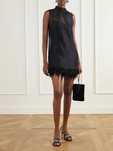 Staud Albee Feather-trimmed Silk Mini Dress | Thumbnail 2 Staud Albee Feather-trimmed Silk Mini Dress | Thumbnail 2