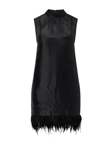 Staud Albee Feather-trimmed Silk Mini Dress | Thumbnail 1 Staud Albee Feather-trimmed Silk Mini Dress | Thumbnail 1