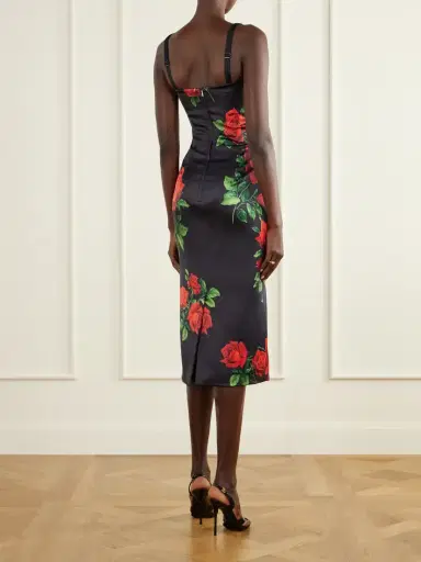 Dolce & Gabbana Floral-print Silk-blend Satin Bustier Midi Dress | Thumbnail 3 Dolce & Gabbana Floral-print Silk-blend Satin Bustier Midi Dress | Thumbnail 3
