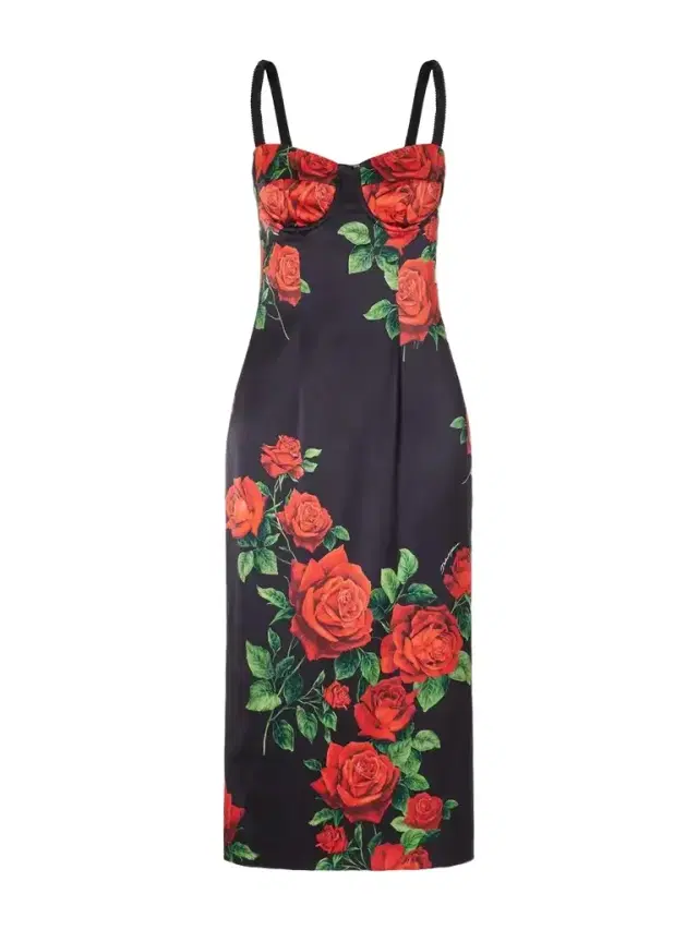 Floral-print Silk-blend Satin Bustier Midi Dress Floral-print Silk-blend Satin Bustier Midi Dress