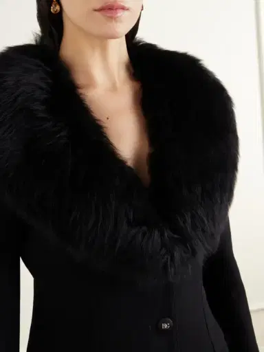 Dolce & Gabbana Peplum Plush-trimmed Wool-blend Jacket | Thumbnail 4 Dolce & Gabbana Peplum Plush-trimmed Wool-blend Jacket | Thumbnail 4