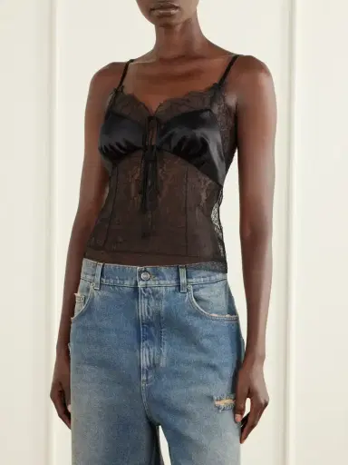 Dolce & Gabbana Bow-detailed Satin-trimmed Lace Cami | Thumbnail 3 Dolce & Gabbana Bow-detailed Satin-trimmed Lace Cami | Thumbnail 3