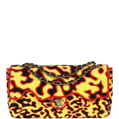 Chanel Chanel Maxi "Magma" Flap Bag Yellow, Red, Black Mixed Fibers Gold Hardware | Thumbnail 1 Chanel Chanel Maxi "Magma" Flap Bag Yellow, Red, Black Mixed Fibers Gold Hardware | Thumbnail 1