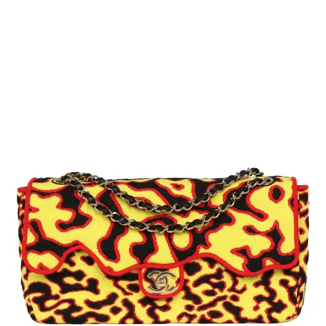 Chanel Maxi "Magma" Flap Bag Yellow, Red, Black Mixed Fibers Gold Hardware Chanel Maxi "Magma" Flap Bag Yellow, Red, Black Mixed Fibers Gold Hardware