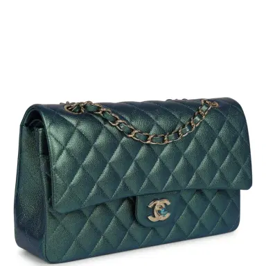 Chanel Chanel Medium Classic Double Flap Bag Green Iridescent Caviar Light Gold Hardware | Thumbnail 2 Chanel Chanel Medium Classic Double Flap Bag Green Iridescent Caviar Light Gold Hardware | Thumbnail 2