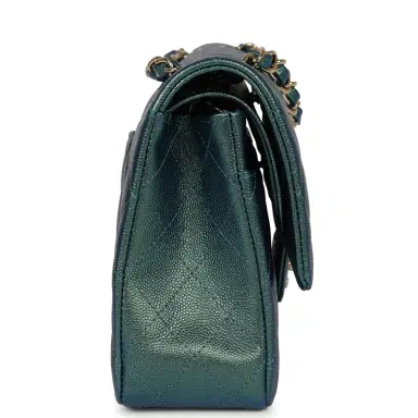 Chanel Chanel Medium Classic Double Flap Bag Green Iridescent Caviar Light Gold Hardware | Thumbnail 3 Chanel Chanel Medium Classic Double Flap Bag Green Iridescent Caviar Light Gold Hardware | Thumbnail 3