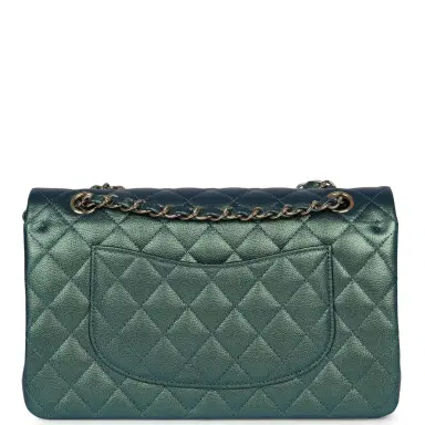 Chanel Chanel Medium Classic Double Flap Bag Green Iridescent Caviar Light Gold Hardware | Thumbnail 4 Chanel Chanel Medium Classic Double Flap Bag Green Iridescent Caviar Light Gold Hardware | Thumbnail 4