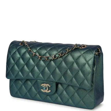 Chanel Chanel Medium Classic Double Flap Bag Green Iridescent Caviar Light Gold Hardware | Thumbnail 5 Chanel Chanel Medium Classic Double Flap Bag Green Iridescent Caviar Light Gold Hardware | Thumbnail 5