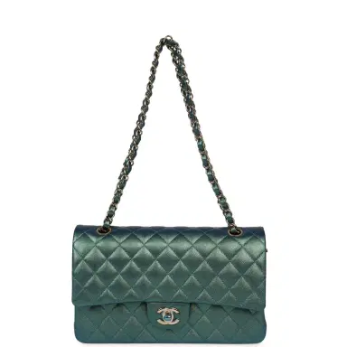 Chanel Chanel Medium Classic Double Flap Bag Green Iridescent Caviar Light Gold Hardware | Thumbnail 7 Chanel Chanel Medium Classic Double Flap Bag Green Iridescent Caviar Light Gold Hardware | Thumbnail 7