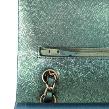 Chanel Chanel Medium Classic Double Flap Bag Green Iridescent Caviar Light Gold Hardware | Thumbnail 8 Chanel Chanel Medium Classic Double Flap Bag Green Iridescent Caviar Light Gold Hardware | Thumbnail 8