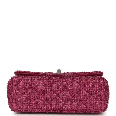 Chanel Chanel Mini Rectangular Flap Bag Dark Pink Metallic Tweed Bouclé Brushed Silver Hardware | Thumbnail 6 Chanel Chanel Mini Rectangular Flap Bag Dark Pink Metallic Tweed Bouclé Brushed Silver Hardware | Thumbnail 6
