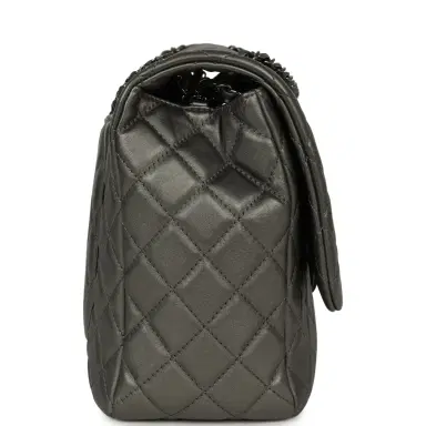 Chanel Chanel XXL Classic Single Flap Bag Dark Grey Metallic Lambskin Ruthenium Hardware | Thumbnail 3 Chanel Chanel XXL Classic Single Flap Bag Dark Grey Metallic Lambskin Ruthenium Hardware | Thumbnail 3