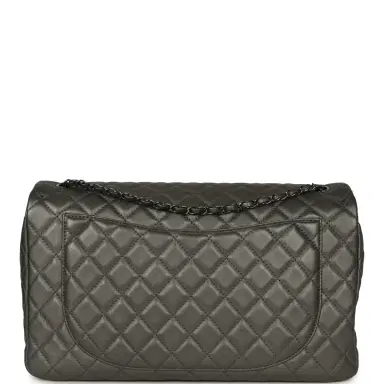 Chanel Chanel XXL Classic Single Flap Bag Dark Grey Metallic Lambskin Ruthenium Hardware | Thumbnail 4 Chanel Chanel XXL Classic Single Flap Bag Dark Grey Metallic Lambskin Ruthenium Hardware | Thumbnail 4