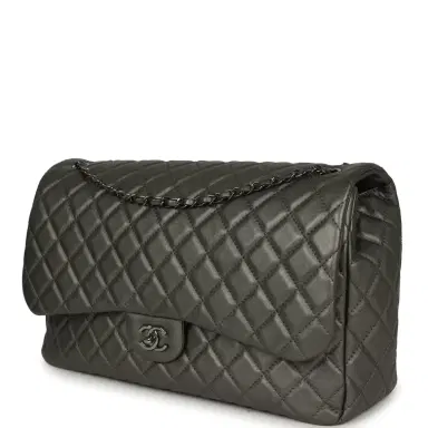 Chanel Chanel XXL Classic Single Flap Bag Dark Grey Metallic Lambskin Ruthenium Hardware | Thumbnail 5 Chanel Chanel XXL Classic Single Flap Bag Dark Grey Metallic Lambskin Ruthenium Hardware | Thumbnail 5