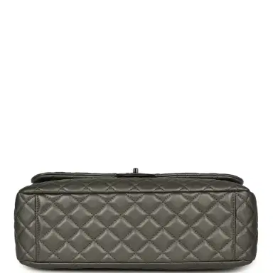 Chanel Chanel XXL Classic Single Flap Bag Dark Grey Metallic Lambskin Ruthenium Hardware | Thumbnail 6 Chanel Chanel XXL Classic Single Flap Bag Dark Grey Metallic Lambskin Ruthenium Hardware | Thumbnail 6