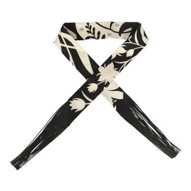 HERMÈS Hermes "Bouquet Final" Cream and Black Fringe Silk | Thumbnail 1 HERMÈS Hermes "Bouquet Final" Cream and Black Fringe Silk | Thumbnail 1