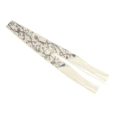 HERMÈS Hermes "Les Cles a Pois" Creme, Gris Perle, Multicolor Fringe Silk | Thumbnail 2 HERMÈS Hermes "Les Cles a Pois" Creme, Gris Perle, Multicolor Fringe Silk | Thumbnail 2