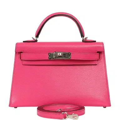 HERMÈS Hermes Kelly Sellier 20 Rose Pop Chevre Chamkilight Palladium Hardware | Thumbnail 1 HERMÈS Hermes Kelly Sellier 20 Rose Pop Chevre Chamkilight Palladium Hardware | Thumbnail 1