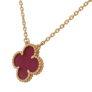 Van Cleef & Arpels Van Cleef & Arpels Vintage Alhambra Pendant Necklace Pink Enamel 18K Yellow Gold | Thumbnail 4 Van Cleef & Arpels Van Cleef & Arpels Vintage Alhambra Pendant Necklace Pink Enamel 18K Yellow Gold | Thumbnail 4