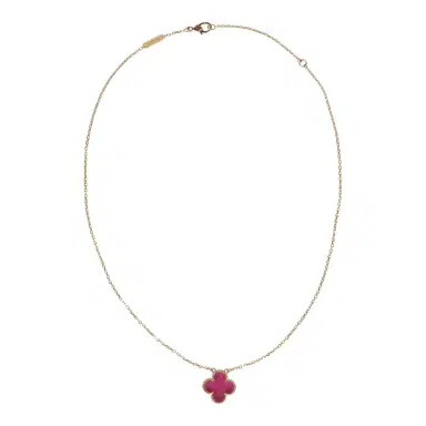 Van Cleef & Arpels Van Cleef & Arpels Vintage Alhambra Pendant Necklace Pink Enamel 18K Yellow Gold | Thumbnail 6 Van Cleef & Arpels Van Cleef & Arpels Vintage Alhambra Pendant Necklace Pink Enamel 18K Yellow Gold | Thumbnail 6