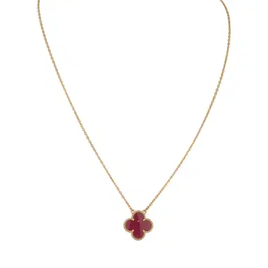 Van Cleef & Arpels Van Cleef & Arpels Vintage Alhambra Pendant Necklace Pink Enamel 18K Yellow Gold | Thumbnail 1 Van Cleef & Arpels Van Cleef & Arpels Vintage Alhambra Pendant Necklace Pink Enamel 18K Yellow Gold | Thumbnail 1