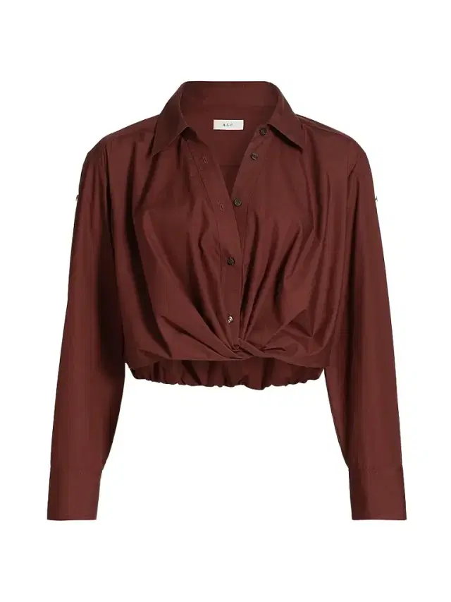 A. L.C. Women's Leo Twist Cotton Button-Front Top A. L.C. Women's Leo Twist Cotton Button-Front Top
