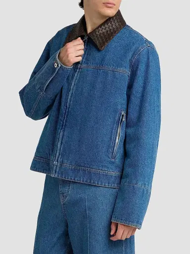 Bottega Veneta Men's Medium Indigo Denim Padded Jacket | Thumbnail 4 Bottega Veneta Men's Medium Indigo Denim Padded Jacket | Thumbnail 4