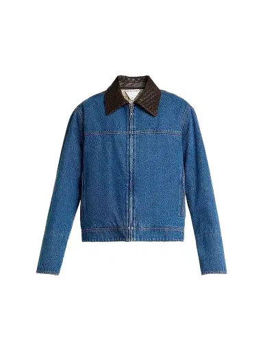 Bottega Veneta Men's Medium Indigo Denim Padded Jacket | Thumbnail 1 Bottega Veneta Men's Medium Indigo Denim Padded Jacket | Thumbnail 1