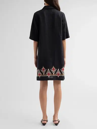 Johnny Was Women's Tamira Linen Relaxed Henley Tunic Dress | Thumbnail 3 Johnny Was Women's Tamira Linen Relaxed Henley Tunic Dress | Thumbnail 3