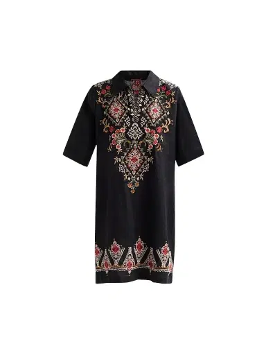 Johnny Was Women's Tamira Linen Relaxed Henley Tunic Dress | Thumbnail 1 Johnny Was Women's Tamira Linen Relaxed Henley Tunic Dress | Thumbnail 1