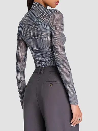 SEROYA Women's Christina Glen Check Mesh Top | Thumbnail 3 SEROYA Women's Christina Glen Check Mesh Top | Thumbnail 3