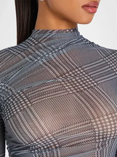 SEROYA Women's Christina Glen Check Mesh Top | Thumbnail 5 SEROYA Women's Christina Glen Check Mesh Top | Thumbnail 5