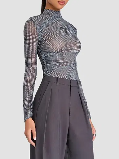 SEROYA Women's Christina Glen Check Mesh Top | Thumbnail 6 SEROYA Women's Christina Glen Check Mesh Top | Thumbnail 6