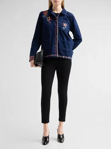 Johnny Was Women's Nadia Floral-Embroidered Worker Jacket | Thumbnail 2 Johnny Was Women's Nadia Floral-Embroidered Worker Jacket | Thumbnail 2