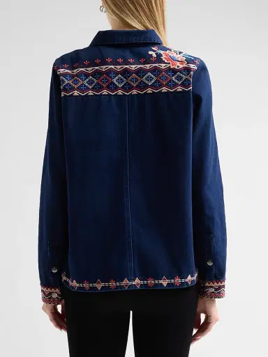 Johnny Was Women's Nadia Floral-Embroidered Worker Jacket | Thumbnail 3 Johnny Was Women's Nadia Floral-Embroidered Worker Jacket | Thumbnail 3