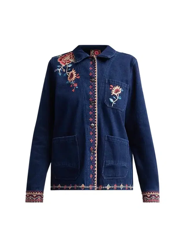 Women's Nadia Floral-Embroidered Worker Jacket Women's Nadia Floral-Embroidered Worker Jacket