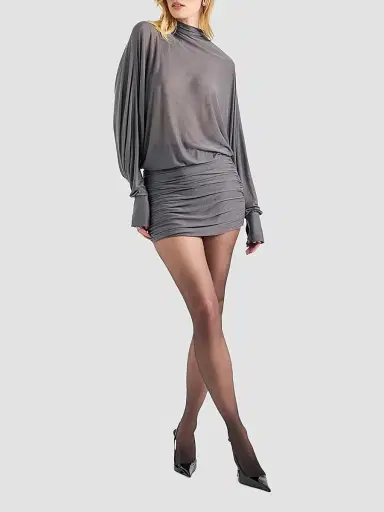 SEROYA Women's Jensine Draped Mini Dress | Thumbnail 4 SEROYA Women's Jensine Draped Mini Dress | Thumbnail 4