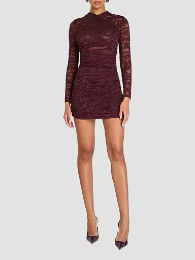 SEROYA Women's Moxey Ruched Lace Mini Dress | Thumbnail 4 SEROYA Women's Moxey Ruched Lace Mini Dress | Thumbnail 4