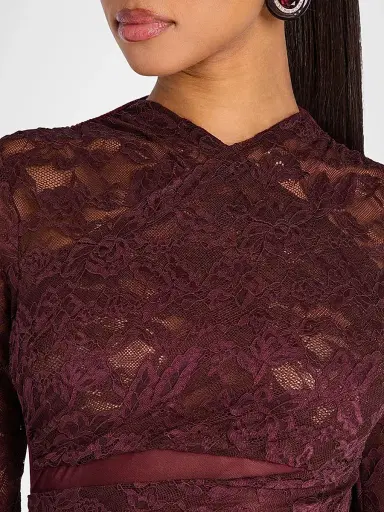 SEROYA Women's Moxey Ruched Lace Mini Dress | Thumbnail 5 SEROYA Women's Moxey Ruched Lace Mini Dress | Thumbnail 5