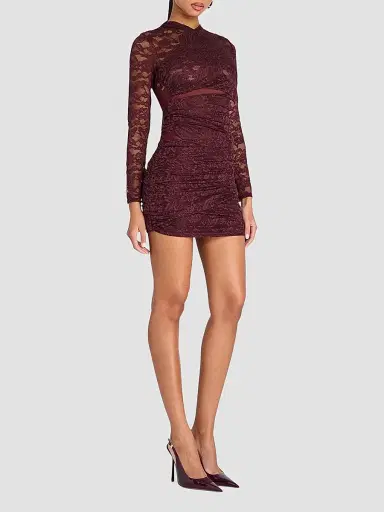 SEROYA Women's Moxey Ruched Lace Mini Dress | Thumbnail 6 SEROYA Women's Moxey Ruched Lace Mini Dress | Thumbnail 6