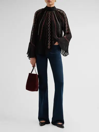 Veronica Beard Women's Tairis Embroidered Blouse | Thumbnail 2 Veronica Beard Women's Tairis Embroidered Blouse | Thumbnail 2